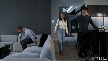 Jewel Diamant is exposed by her bf stepdad and makes it quite clear what she needs to do to keep it a secret.The brunette is facefucked and rides cock